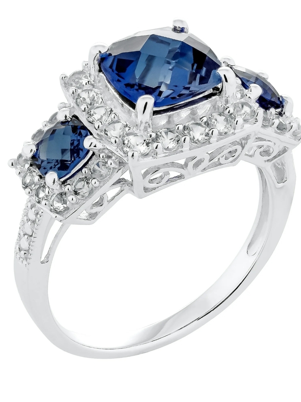 Brilliance Fine Jewelry 925 Sterling Silver Cushion Cut Lab Created Sapphire